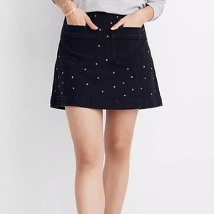 Madewell Stretch A-Line Denim Mini Skirt: Star Stud Edition Black Sz 00